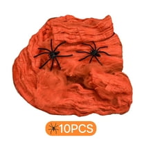 BESTSKY Halloween Spider Web Decoration - Breathable Orange Spider & Accessories