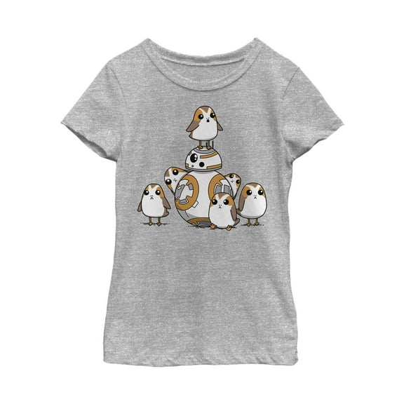 Girl's Star Wars The Last Jedi BB-8 Porg Party  Graphic Tee Athletic Heather Small