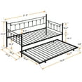 thumbnail image 3 of PAPROOS Twin Size Daybed with Trundle Included, Heavy Duty Metal Daybed Frame with Pull-out Trundle Bed, No Box Spring Needed, Black, 3 of 9