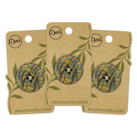 UPC: 0072879308013 | Dritz Recycled Leather Round Button 30mm Multicolor Print 3 Pack