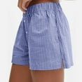 thumbnail image 5 of Bjutir Womens Shorts Casual Shorts Cute Soft Plaid Print Button Front Pajama Bottoms Shorts Sleepwear Blue 2Xl, 5 of 6