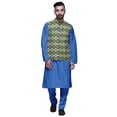 thumbnail image 1 of Atasi Solid Kurta Pajama & Printed Nehru Jacket Set For Mens Party Wear, 1 of 3