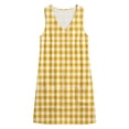 thumbnail image 4 of QUNYINEY Mini Womens Sundresses Casual A Line Sleeveless Plaid Tank Dress V Neck Loose Fit Vacation with Pockets Dresses, 4 of 6