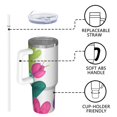 thumbnail image 4 of Butterfly Gift 40oz Tumbler with Handle and Straw, Large Capacity Travel Cup for Hot & Cold Drinks, Double Walled Vacuum Insulated Cup, Butterfly Lover Birthday Gifts for Women Girls, 4 of 6