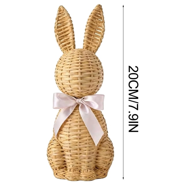 Ensemble de 3 Statues de Jardin en Résine avec Nœuds, Décor de Lapin de Pâques pour Centre de Table de Printemps, Intérieur Extérieur, Maison, Patio, Cour