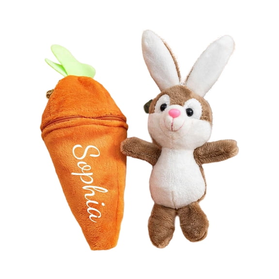 Personalized Easter Bunny Plush Keychain, Reversible Carrot Stuffed Bunny Keychain, Plush Custom Name Keyring, Easter Basket Stuffers for Kids, Cute Bunny Gifts for Girls Boys