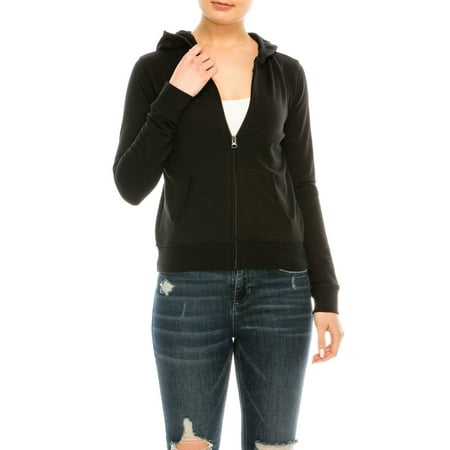 Salt Tree Women's Basic Solid Front Zipper Long Sleeves Hooded Jacket