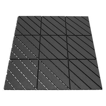 36 Pcs Plastic Interlocking Deck Tiles 12"x12" Interlocking Floor Tiles Outdoor All Weather Use Porch Poolside Balcony Backyard Dark Grey