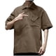 thumbnail image 2 of pstuiky camisetas de hombre, Camisa de manga corta con cuello vuelto para hombre, estilo informal, holgada, con bolsillos y botones, de color liso y a la moda ropa de hombre l, 2 of 6