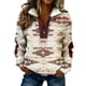 thumbnail image 1 of Mujeres Manga Larga Tops Casual Colorblocked Semi-Cremallera Girar Cuello Abajo Sudadera Chaqueta, Capa de Vacaciones de Moda, 1 of 8