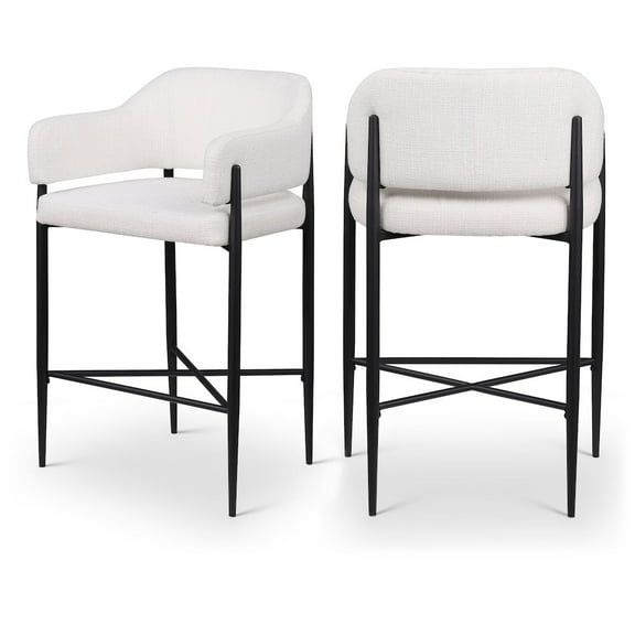 Meridian Furniture Dame Cream Polyester Counter Stool (Set of 2)