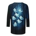 thumbnail image 4 of Riecok Womens Halloween T Shirts 3/4 Sleeve Crewneck Funny Ghost Printed Tunic Tops Loose Casual Blouses Multicolor 3XL, 4 of 4