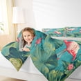 thumbnail image 4 of jejeloiu Pink Flamingo Lotus 7-Piece Twin Bedding Sets Kids,Tropical Bird Leaf Pattern Bedding Comforter Set For Girl,Reversible, 4 of 7