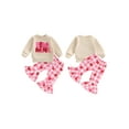 thumbnail image 3 of Loicainy Toddler Baby Girl Valentine's Day Outfits 3 6 12 18 24 Months 2T 3T Letter Embroidery Long Sleeve Round Neck Pullover + Plaid Flare Pants 2 Pcs Clothes Set, 3 of 9