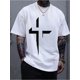 thumbnail image 1 of Men'S All-Season Cotton Crew Neck T-Shirt with Graphic Cross Print - Casual Style, Short Sleeve, Regular Fit, Slight Stretch Fabric, 220gsm Cotton Tee for Daily & Weekend Wear, Casual Sporty Tee, 1 of 4
