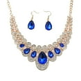 thumbnail image 3 of MesaSe 2Pcs Teardrop Rhinestone Statement Bib Necklace  Earrings Bridal Jewelry Gift, 3 of 6