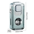 thumbnail image 3 of 5 in 1 Cigar Lighter with Cigar Cutter V Cut, Cigar Punch, Cigar Draw Enhancer, Cigar Holder, Refillable Butane Torch Lighter Gift for Men, Windproof Triple Jet Flame Lighter for Smoking, 3 of 9
