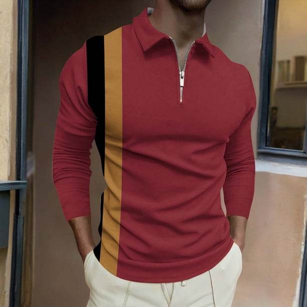 Blusa y camisa de manga larga con cuello vuelto para hombre, jersey de solapa de manga corta, top deportivo de manga corta con solapa, blusa de poliéster para hombre