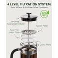 thumbnail image 4 of BAYKA Cafetera de prensa francesa de 34 onzas y 1 litro, prensa de café de acero inoxidable de vidrio de borosilicato espesado resistente al calor, cafetera en frío, prensa de té para cocina, viajes,, 4 of 5