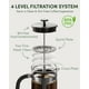thumbnail image 4 of BAYKA Cafetera de prensa francesa de 34 onzas y 1 litro, prensa de café de acero inoxidable de vidrio de borosilicato espesado resistente al calor, cafetera en frío, prensa de té para cocina, viajes,, 4 of 5