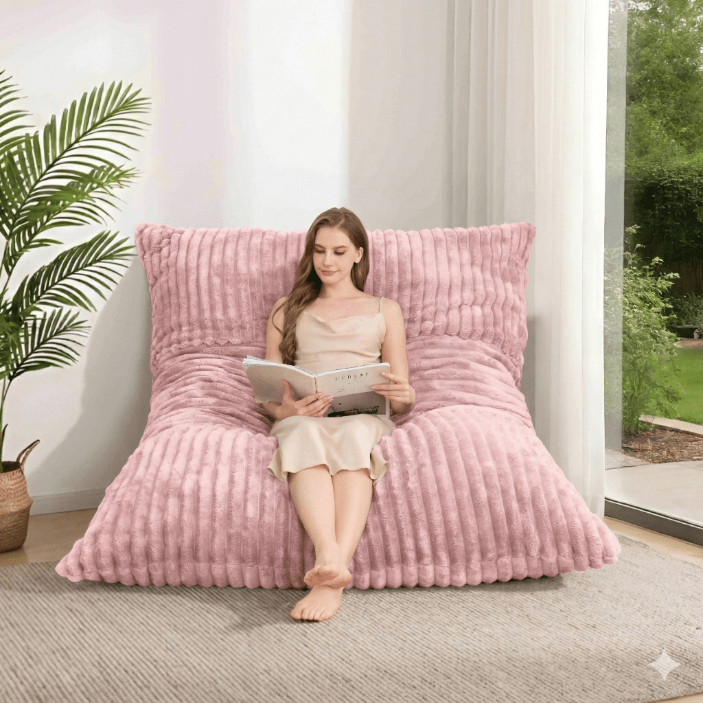 76" Oversized Convertible Bean Bag Sofa Bed with Washable Cover, Folding Memory Foam Reading Chair for Adults, Comfortable Reclining Floor Couch for Living Room and Movie Nights