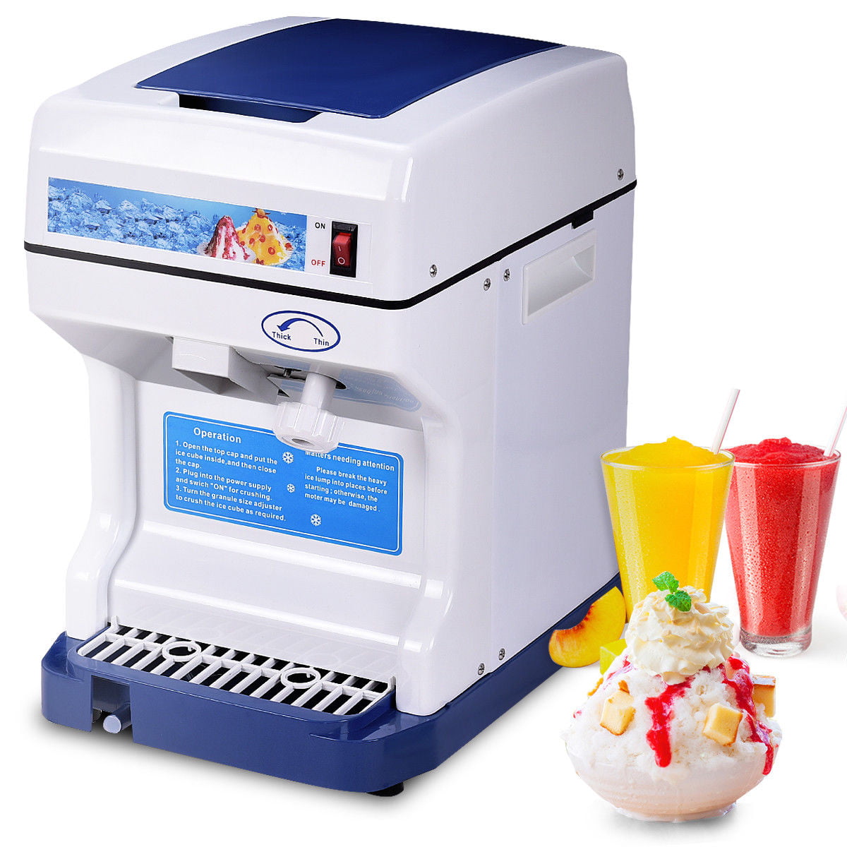 Sanven Ice Shaver Ice Crusher Shaved Electric Snow Cone Maker Ice Shaver Machine 440Lb/Hr Snow Cone Maker Machine 