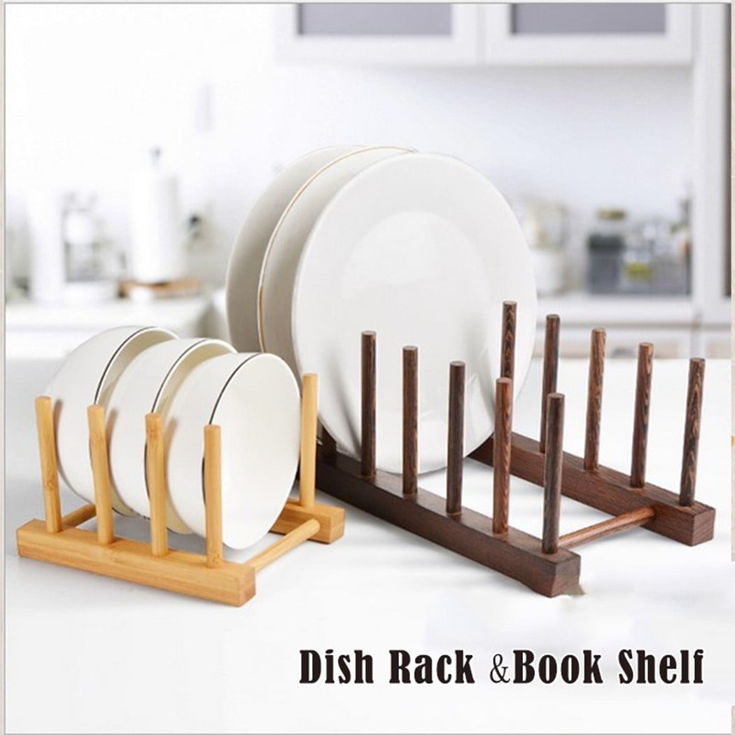 Details about   Kitchen Wooden Plate Rack Wood Dish Drainer Vertical Dish Drying Stand Shelf US~ 