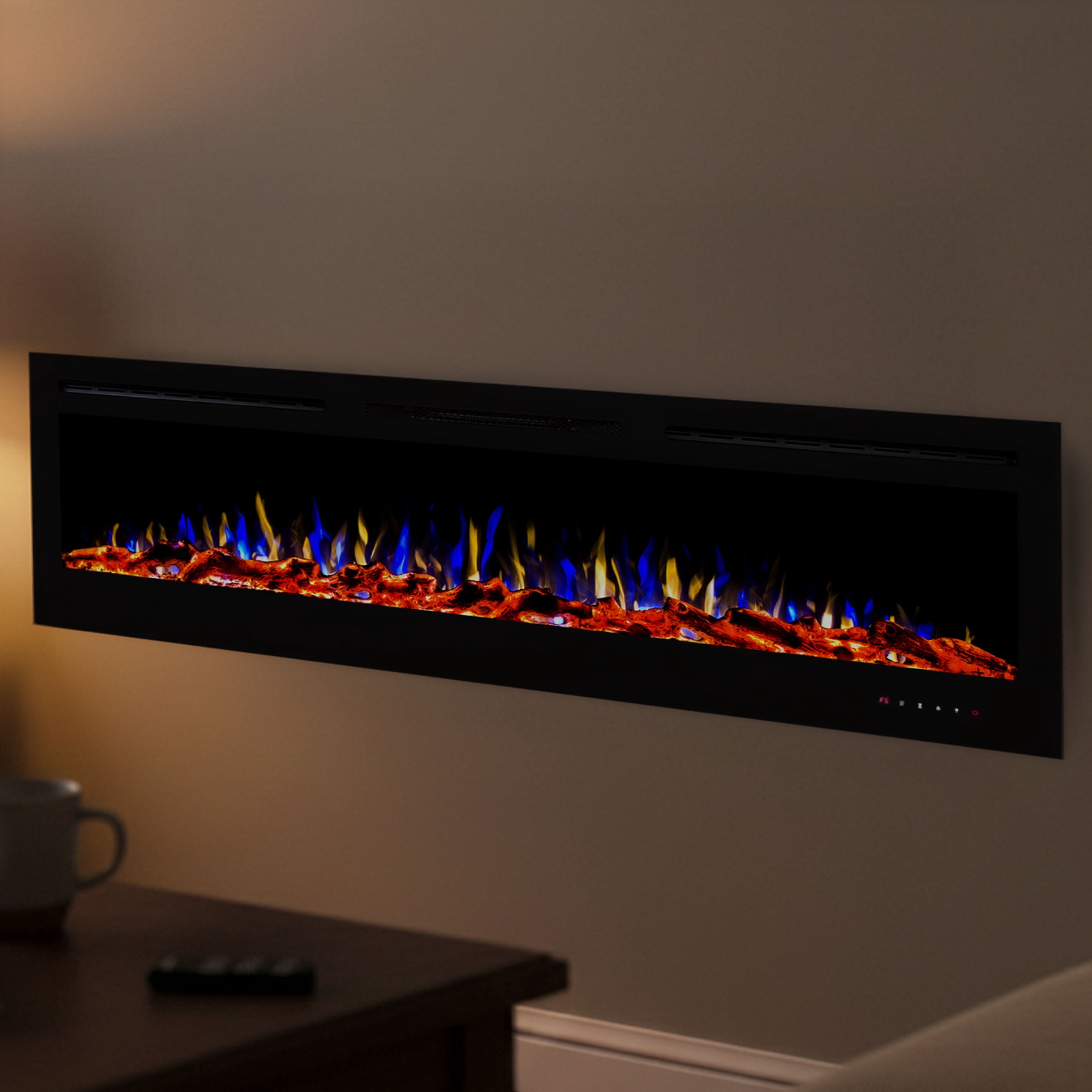 Somerset Home 72-inch Wall Mount Electric Fireplace with Remote Control (Black)