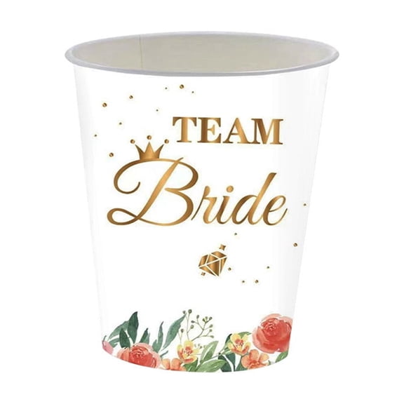 Btomtd 20 Pack Flower Bride Party Disposable Cups 9 oz, Heat Insulating Paper Cups for Scalding Proof Use, Hot Drink Coffee Cups for Office and Home, Cups