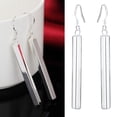thumbnail image 5 of Grandest Birch Silver Plated Long Dangle Bar Ear Hook Wedding Bridal Women Earrings Copper, Silver Plated Silver, 5 of 5