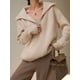 thumbnail image 3 of Suéteres de invierno para mujer, color gris liso, cuello alto, informales, holgados, con cremalleras gruesas, hermosos suéteres de gran tamaño para mujer, 3 of 5