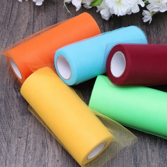 NIYANGLE 5Pcs Wedding Gauze Rolls Assorted Color Polyester Material for Crafting Flower Crowns and Chair Sashes