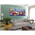 thumbnail image 5 of HFDF Blue Gold Abstract Canvas Art Modern Oil Painting Giclee Print Bold Navy Azure Swirls with Metallic Gold Highlights for Living Room Home Office Decor 24x16inch Framed, 5 of 6