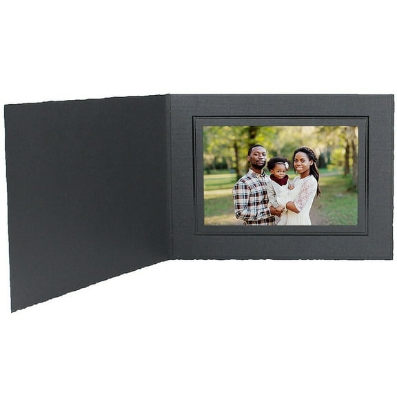 (25 pack) Black Cardstock Paper group folder 10x8 frame w black foil border  sold in 25s  - 8x10