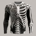 thumbnail image 2 of Men Full Skeleton Bone Print Crew Neck Long Sleeve T-Shirt, Loose Fit Gothic Halloween Graphic Casual Streetwear Tee Top(White1,XXXL), 2 of 4