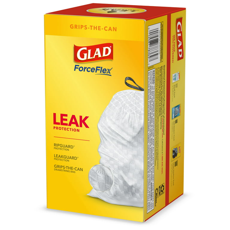 Glad ForceFlex Tall Kitchen Drawstring Trash Bags, 13 Gal, Unscented, 120  Ct (Packaging May Vary)