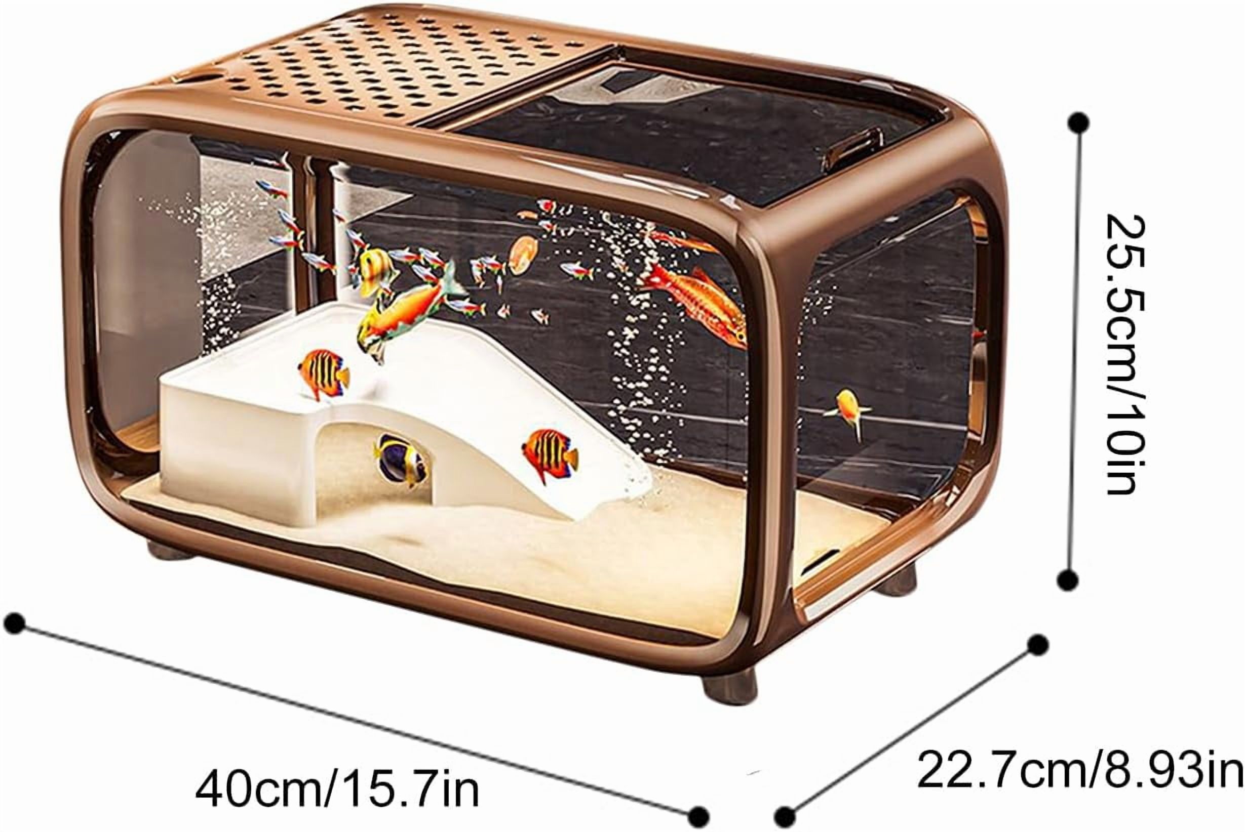 ColourTree Brown Transparent Fish Tank – Mini Aquascape Aquarium for Betta & Small Fish, Durable Acrylic, Shatter-Resistant