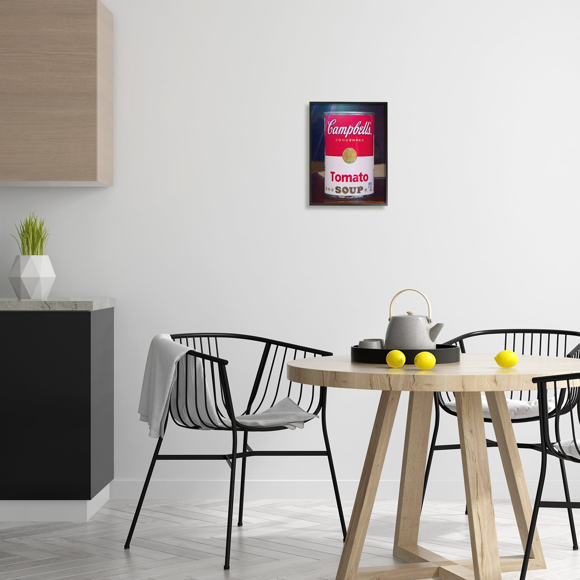 Stupell Industries Tomato Soup Can Still Life Modern Painting Graphic Art Black Framed Art Print Wall Art, Design by Graffitee Studios