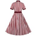 thumbnail image 4 of Formal Dresses for Women Short Sleeve Bowknot Neck Striped Retro Vintage 1950s Dress Fit and Flare Swing Cocktail Dress, 4 of 6
