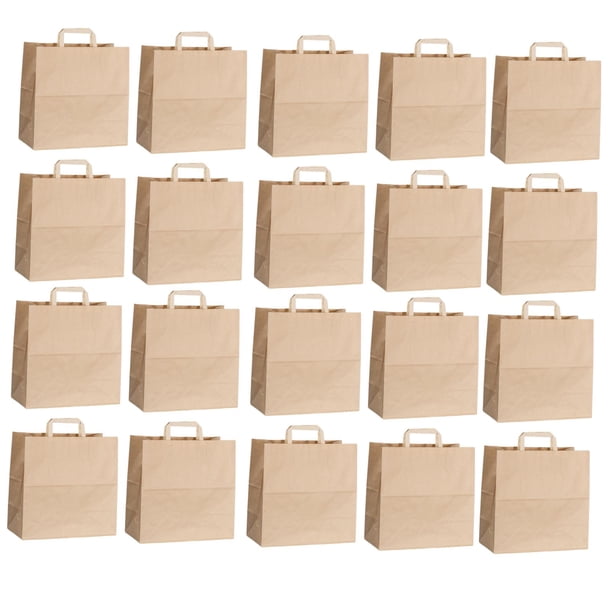 50 bolsas de papel marrón resistentes, bolsas de compra Kraft para fiestas navideñas y cumpleaños. 28x28x15cm