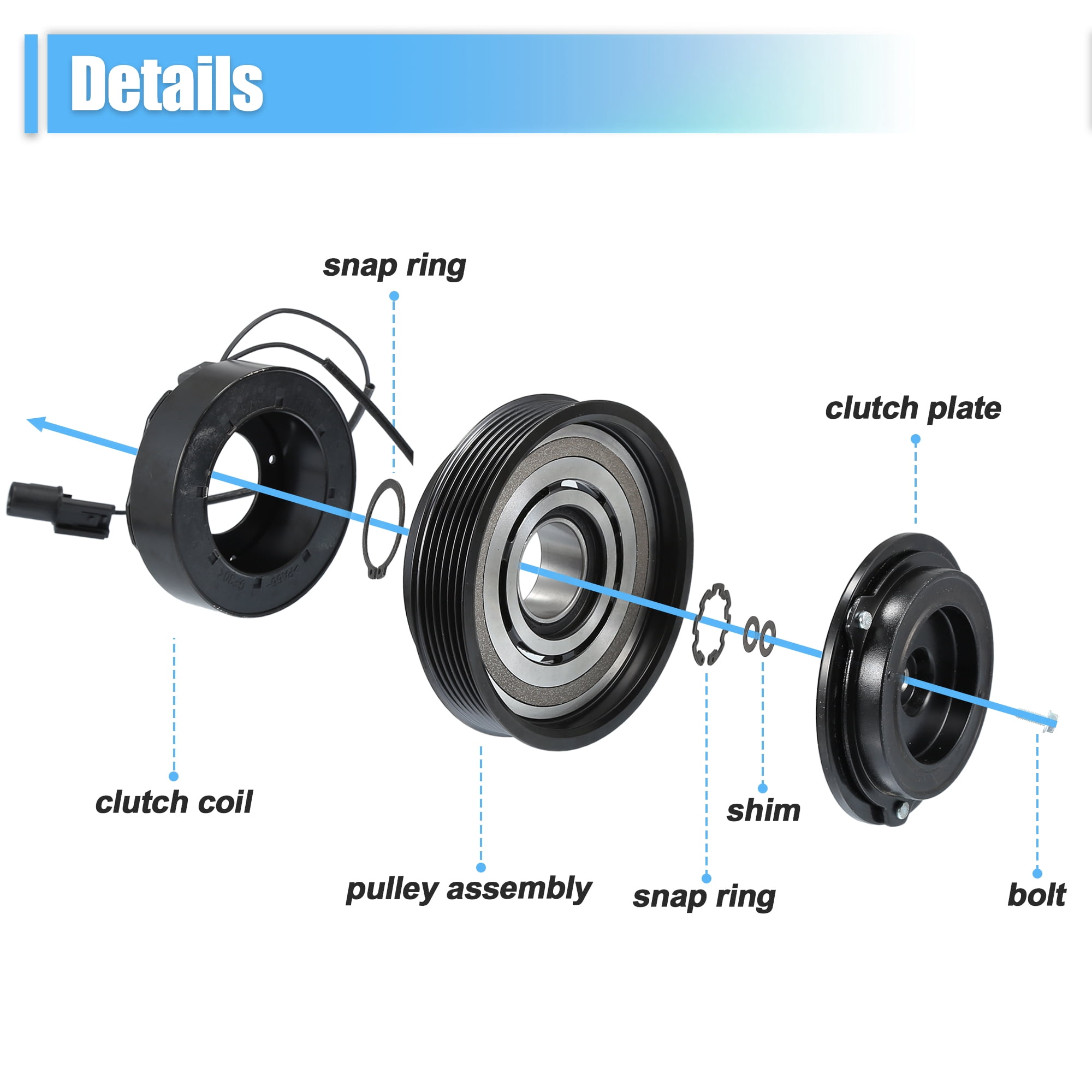 Unique Bargains AC Compressor Clutch Set Replace for Kia Forte 2010-2013