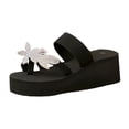 thumbnail image 5 of Rokment Sparkly Rhinestones Pearl Platform Wedge Sandals for Women 2026 Beach Summer Bling Flower Memory Foam Chunky Flip Flops Comfortable Walking Dressy Slides Vacation Silver Size 6, 5 of 6