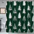 thumbnail image 5 of Christmas Tree Shower Curtain Green Background Bathroom Decorative Curtains, Winter Holiday Festival New Year Xmas Trees Shower Curtains, Waterproof Fabric Bathtub Curtains with Hooks 72"x72", 5 of 6