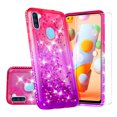 thumbnail image 1 of Case for Samsung Galaxy A11 Case with [Tempered Glass Screen Protector] SOGA Diamond Liquid Quicksand Cover Cute Girl Women Phone Case - Pink / Purple, 1 of 5