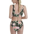 thumbnail image 3 of Picia Rose Flowers Women's High Waisted Bikini Scoop Neck Swimsuit Two Pieces Bathing Suit-Medium, 3 of 8