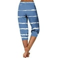 thumbnail image 5 of Scyoekwg Capris for Women Casual Summer Mid Waist Lightweight Capris Joggers Workout Athletic Yoga Pants Striped Print Ladies Capris Pants (Blue,XL), 5 of 6