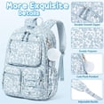 thumbnail image 6 of 3PCS Corduroy Backpack with Lunch Box & Pencil Pouch, Lightweight Laptop Bag Travel Daypack, Blue Floral, 6 of 9