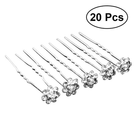 20 Pcs Wedding Bridal Hairpins U Shaped Rose Crystal Hair Pins