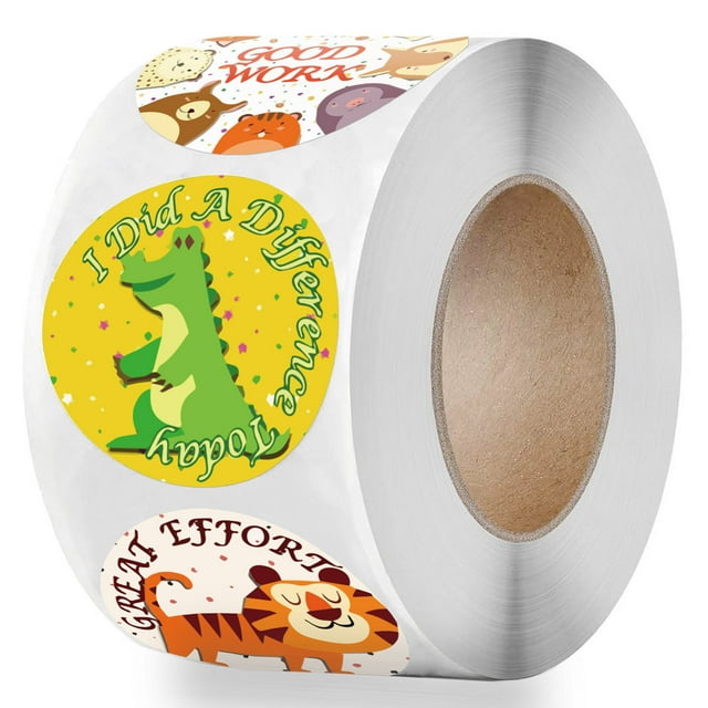 Reward Stickers for Kids 1inch 500pcs Per Roll Cartoon Design Easy Carried Incentive Sticker Supplies for Teachers and Mothers