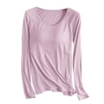 thumbnail image 5 of Sakmal Pullover Pajama Tops for Women Plus Size Cotton Long Sleeve Loungewear Pink Crew Neck Loungewear for Women 4XL, 5 of 5